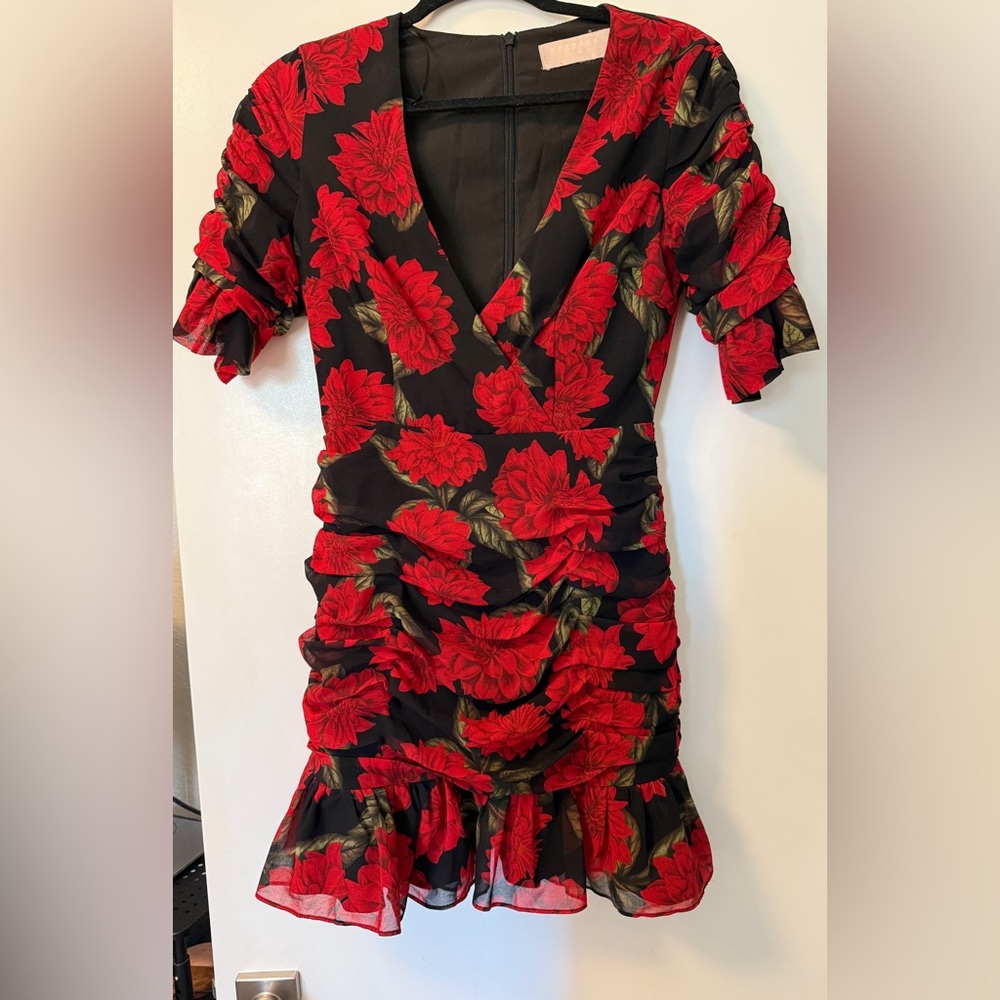 Keepsake black red floral Find You dress XS